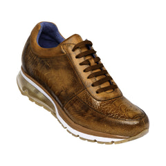Mens Belvedere Todd Genuine Ostrich Leg Sneaker in Brandy Tan