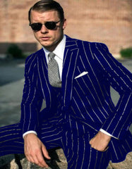 Mens Black Chalk Pinstripe Gangster suit - 1920s suit - Mobster Suit