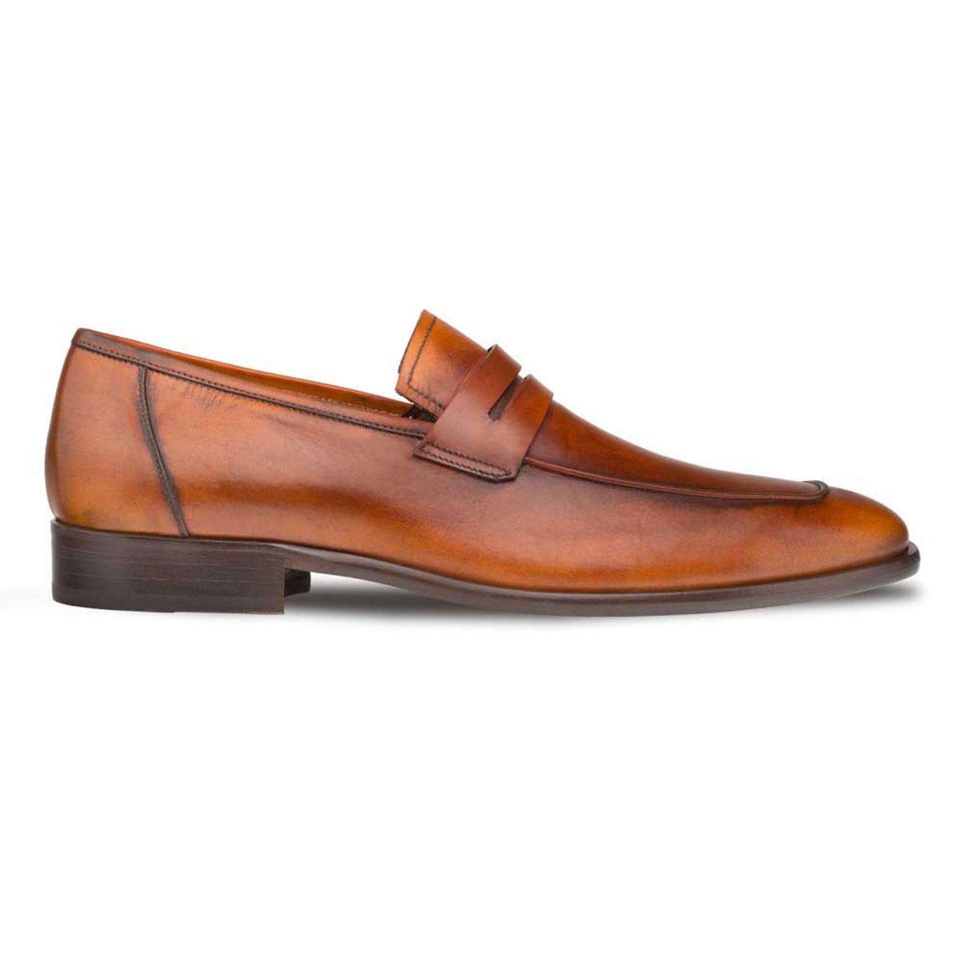 Mezlan Cognac Burnished Calfskin Penny Loafer 2   - from alligatorwarehouse.com