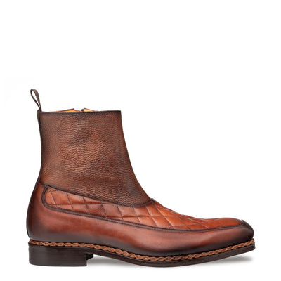 Musico Dress Zip Boot Dark Cognac/Chocolate By Mezlan Made In Spain Brand