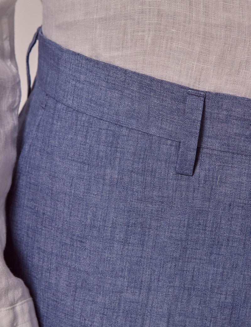 Mens Linen Suit For Beach Wedding - Summer  Suit in Mid Blue Mens Linen Suit For Beach Wedding - Summer  Suit in Mid Blue