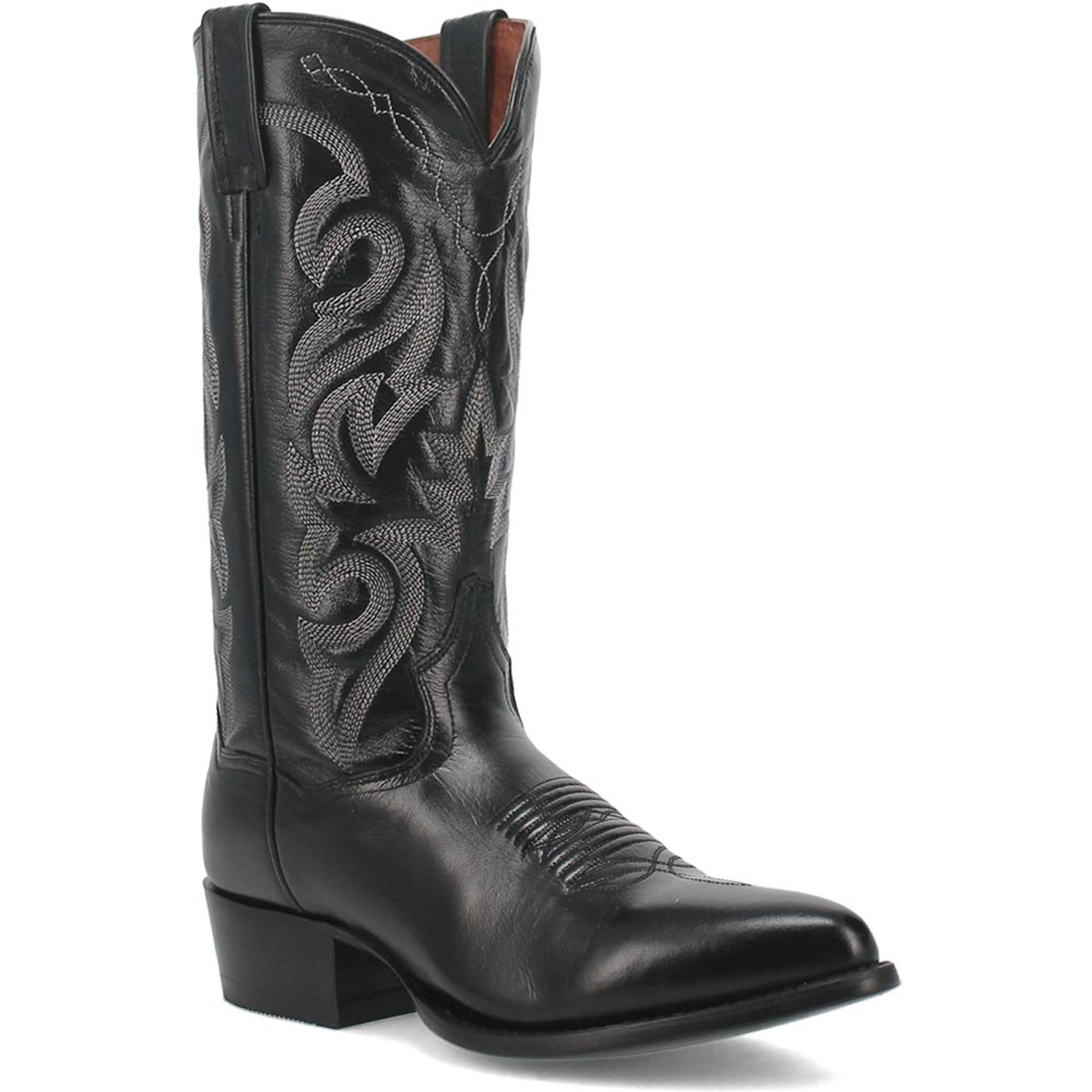 Dan Post Men’s Milwaukee 13 J Pointed Toe Black Cowboy Fine Leather Boot 6 DP2110J_7_D  - from alligatorwarehouse.com