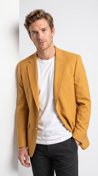 Executive Apparel Ultralux Men’s Gold Blazer Jacket, Formal Sport Coat for Weddings Prom and Parties