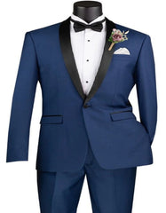 Blue Prom Suit - Blue Homecoming Outfits For Guys Shawl Lapel Blue