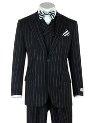 Modern Fit Suit Black Birdseye Pure Wool Suit And Vest For Men