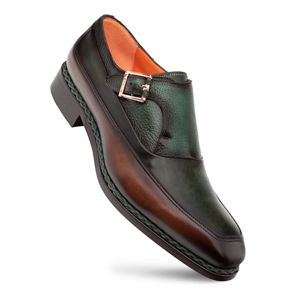 Artesano Two-toned Monk Strap Chocolate/Forest By Mezlan Made In Spain Brand 3   - from alligatorwarehouse.com