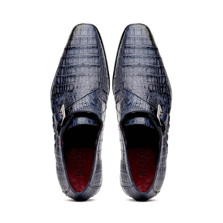 Marco Di Milano Rovigo Men's Shoes Navy Exotic Crocodile Skin Single Monk-strap Loafers 3 ROVIGO_CAIMAN FUSCUS_NAVY_8  - from alligatorwarehouse.com