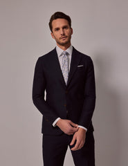 Mens Linen Suit For Beach Wedding - Summer Slim Suit in Navy