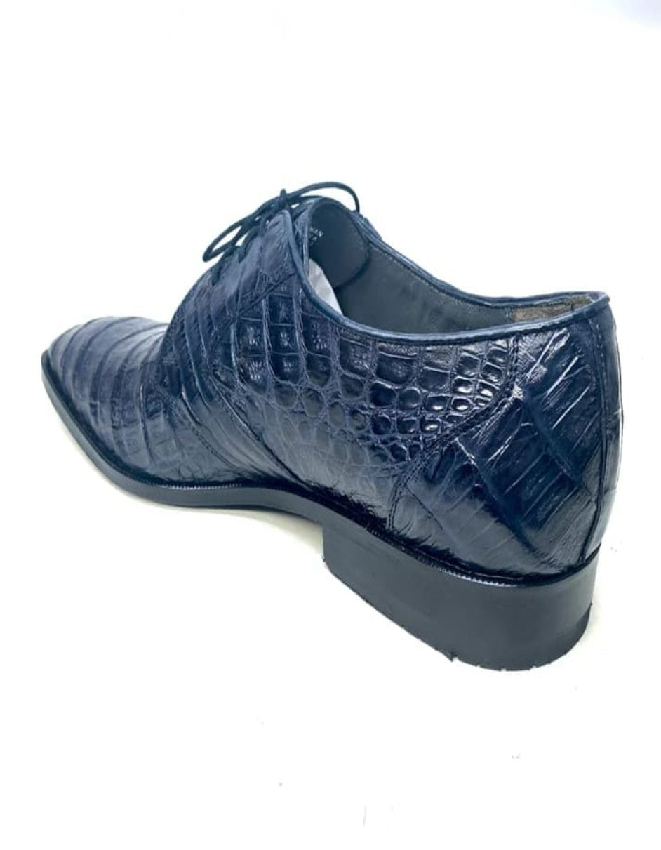 Los Altos Navy All-Over Crocodile Lace Up Dress Shoes 4   - from alligatorwarehouse.com