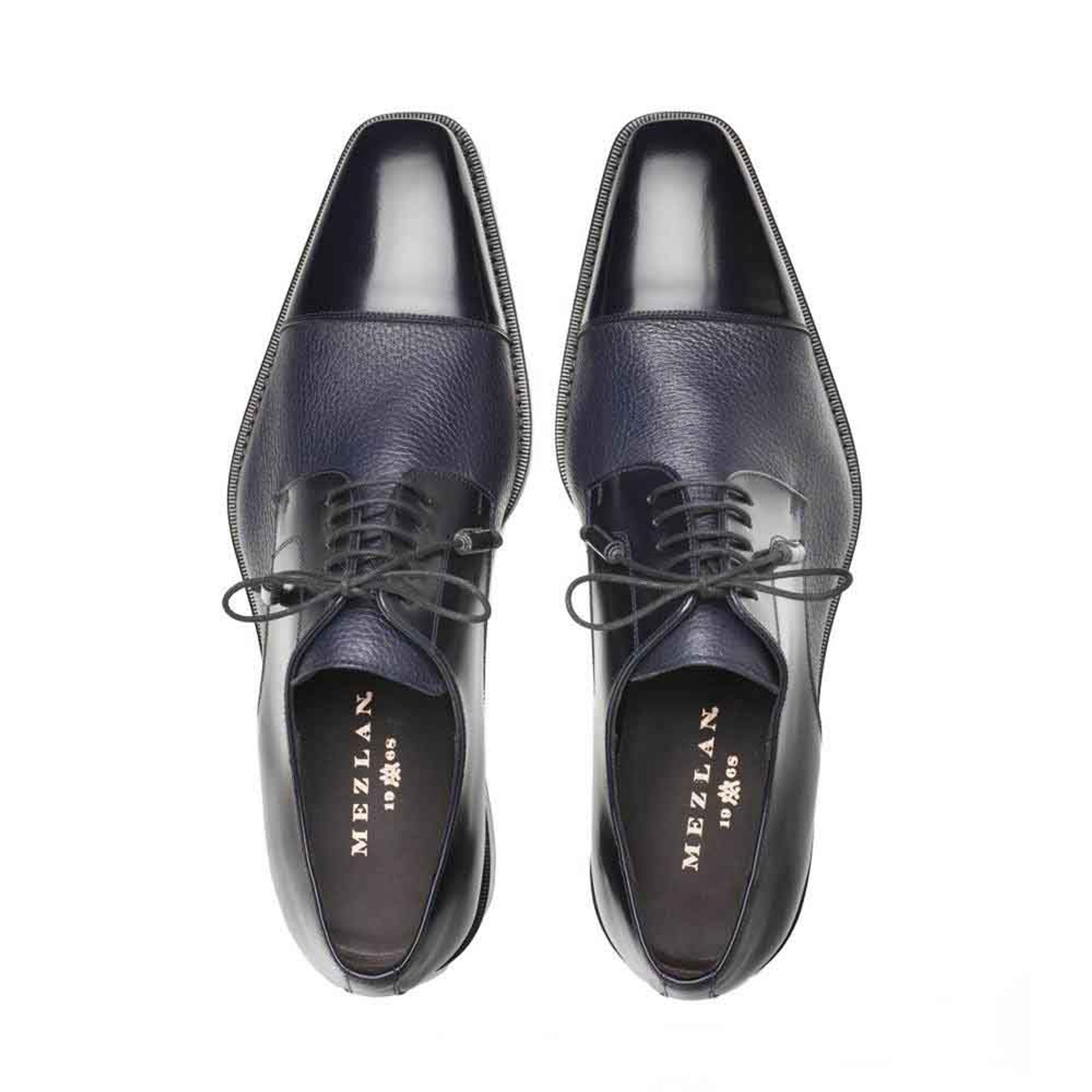 Mezlan Soka Navy Blue Deerskin & Calf Lace-Up 3   - from alligatorwarehouse.com