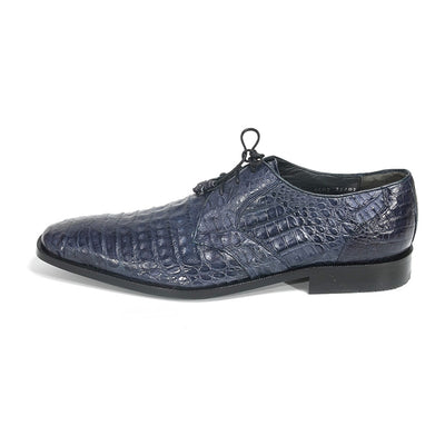 Los Altos Men's Navy Blue Genuine Caiman Crocodile Belly Oxford Shoes