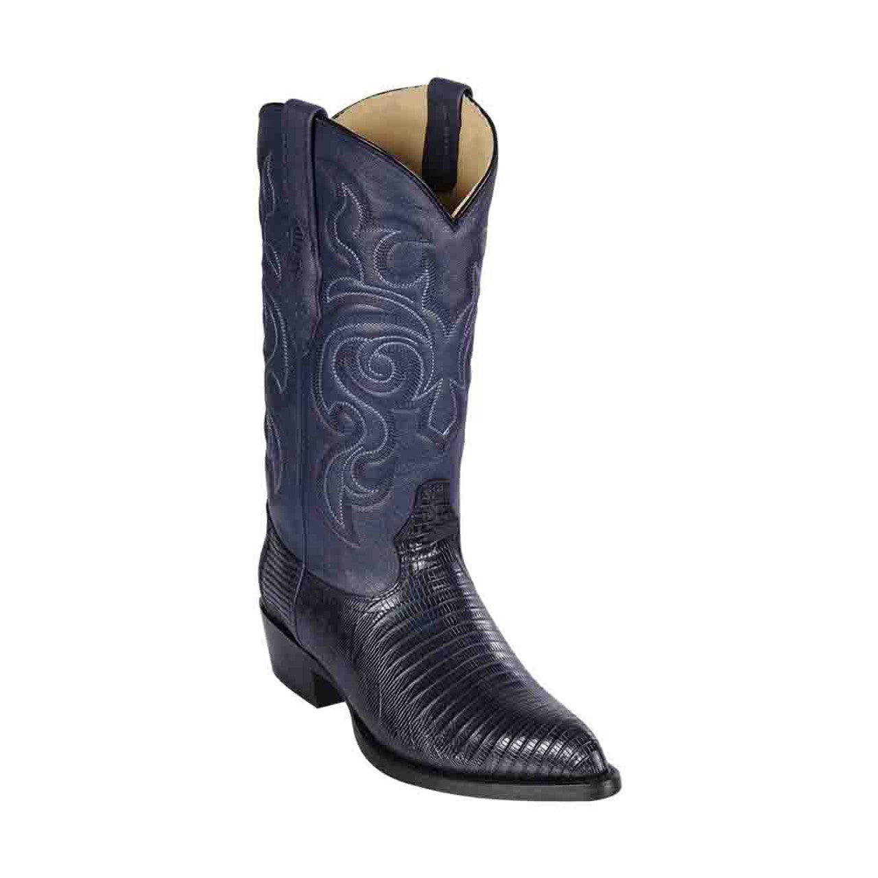 Los Altos Men's Navy Blue Teju Lizard Skin J-Toe Boots Los Altos Men's Navy Blue Teju Lizard Skin J-Toe Boots