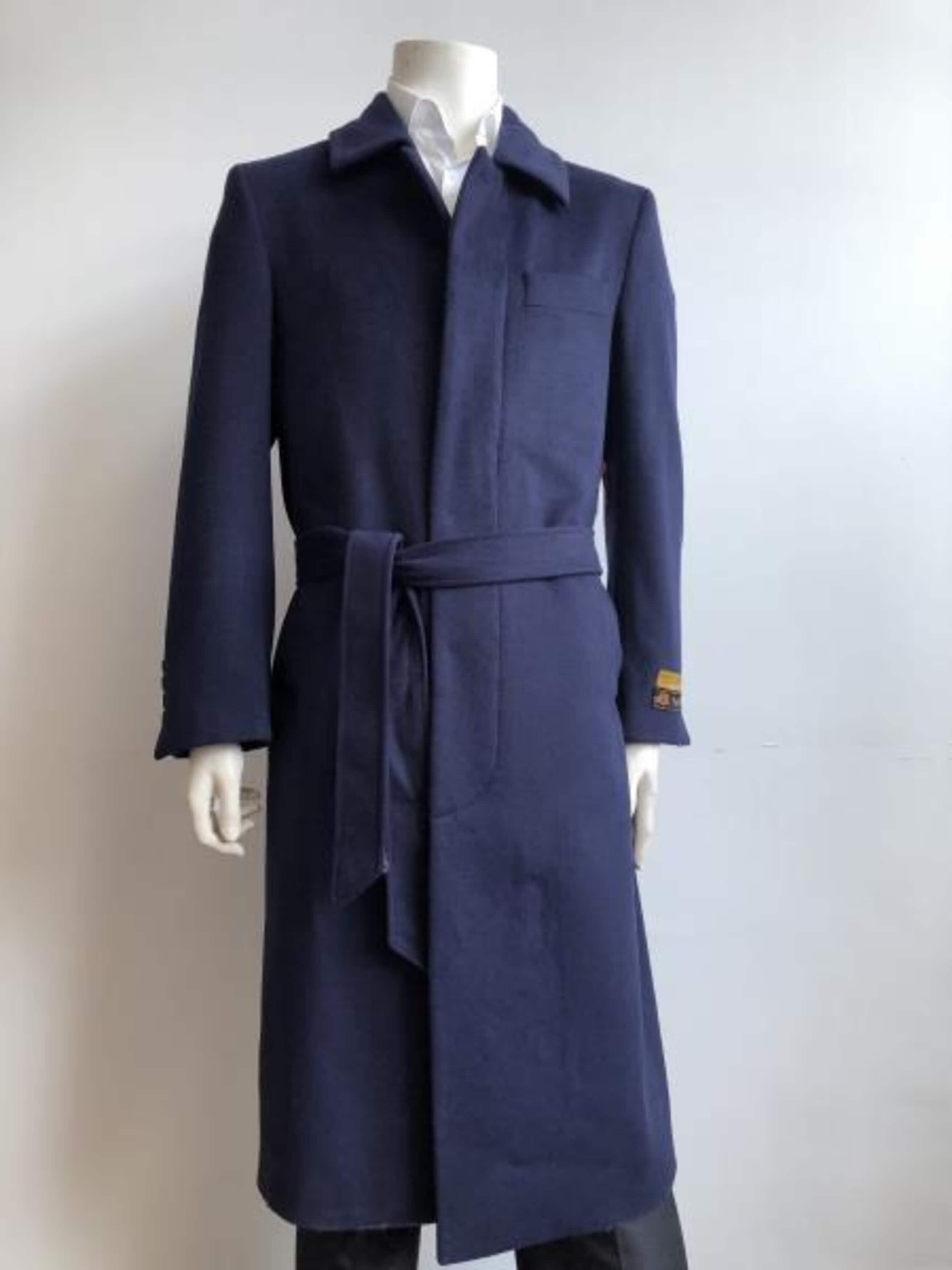 Aero Dark color black Full Length Wool fabric Blend Long men's Dress Topcoat - Winter coat men's Overcoat 1   - from alligatorwarehouse.com