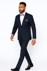 Rossiman Rossi Navy Blue Slim Fit Suit – Peak Lapel Tailored Formalwear for Men