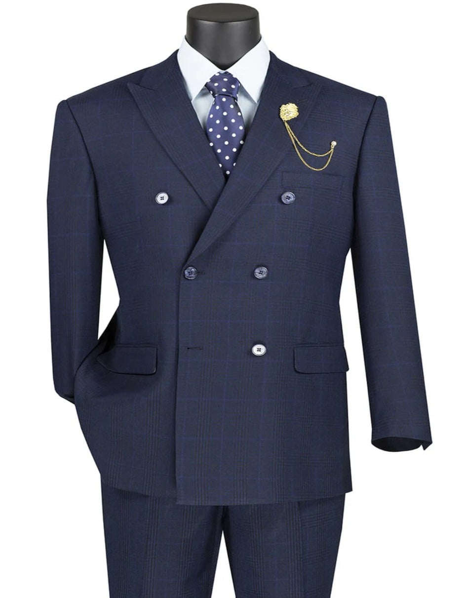 Pleated Suit - Mens Suits With Pleated Pant - Regular Fit Suit - Navy Blue Suit