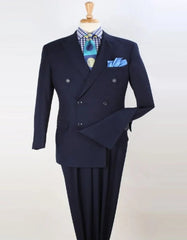 Pleated Suit - Mens Suits With Pleated Pant - Regular Fit Suit - Navy Luxury Wool Suit