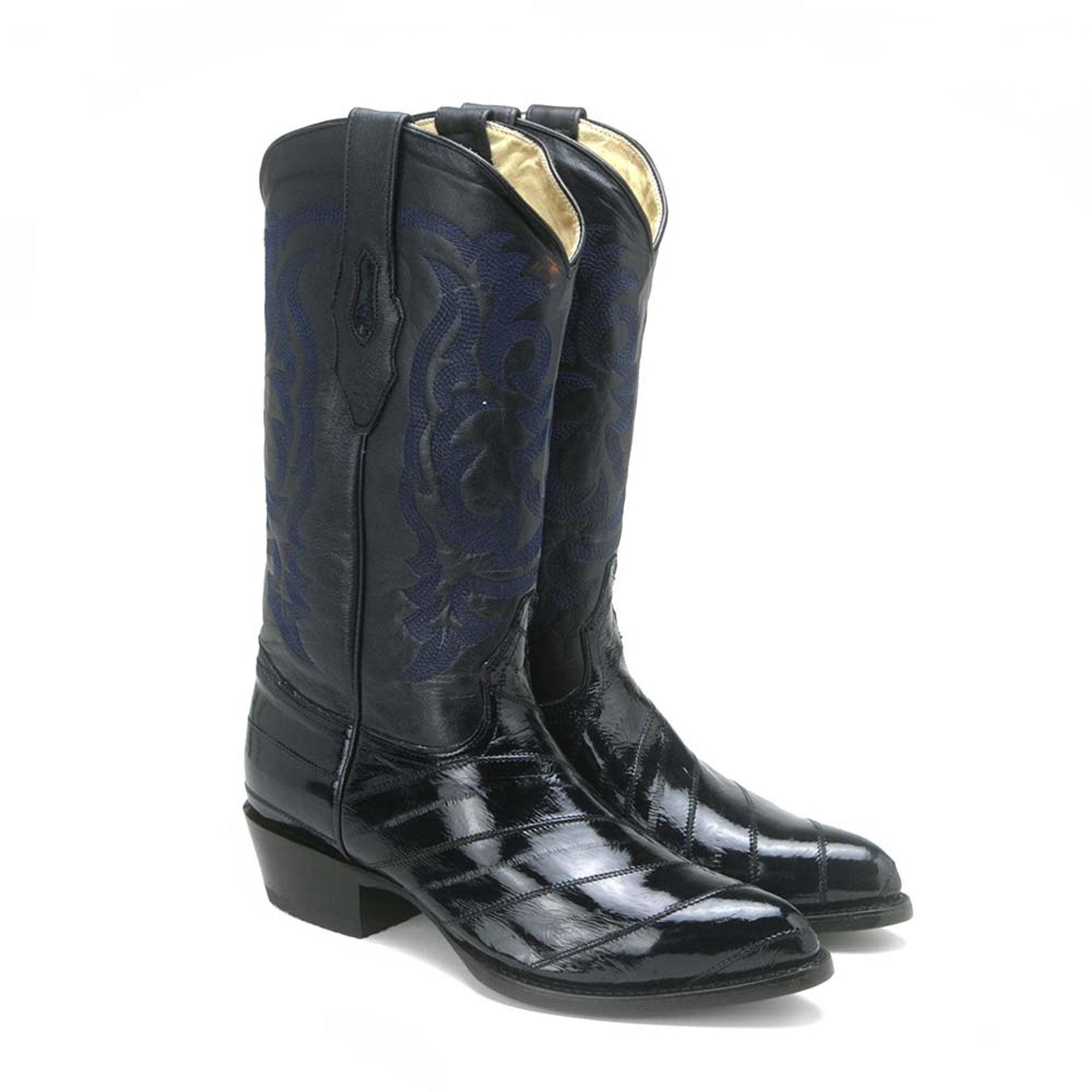 Los Altos Men's Navy Blue Eel Skin J Toe Boots Los Altos Men's Navy Blue Eel Skin J Toe Boots