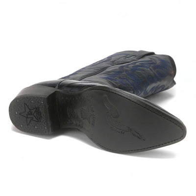 Los Altos Men's Navy Blue Eel Skin J Toe Boots 5   - from alligatorwarehouse.com