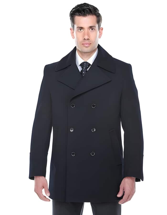 Double Breasted Navy Wool Blend Overcoat ~ Long men's Dress Topcoat - Winter coat Double Breasted Navy Wool Blend Overcoat ~ Long men's Dress Topcoat - Winter coat