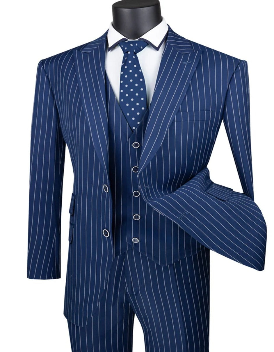 1920s Mens Suit - 1920s Mens Outfit - 1920s costume Bold Pinstripe Suit Navy