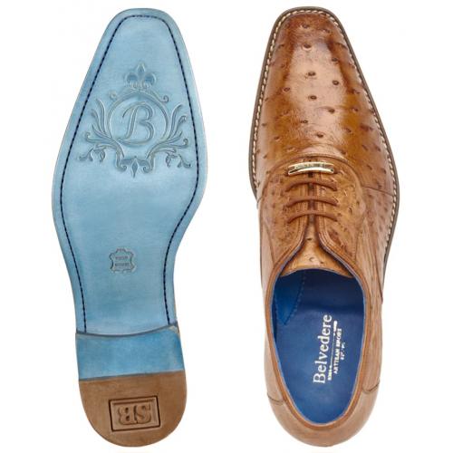 Belvedere Orlando  Men's Shoes Peanut Genuine Ostrich Formal Oxfords 3 MEN D01 BLACK-M-08.5  - from alligatorwarehouse.com