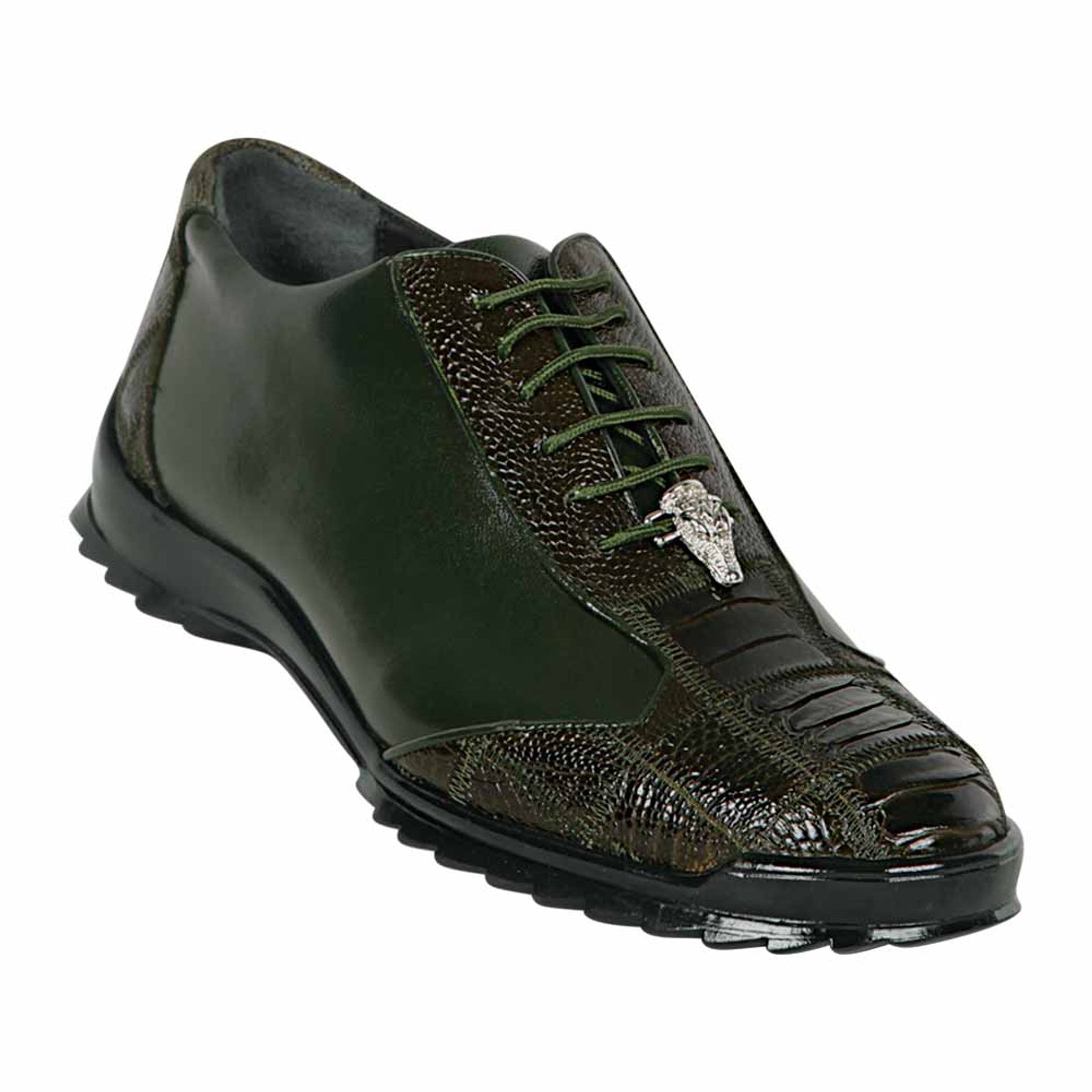Los Altos Ostrich Leg Olive Green Sneaker 1   - from alligatorwarehouse.com