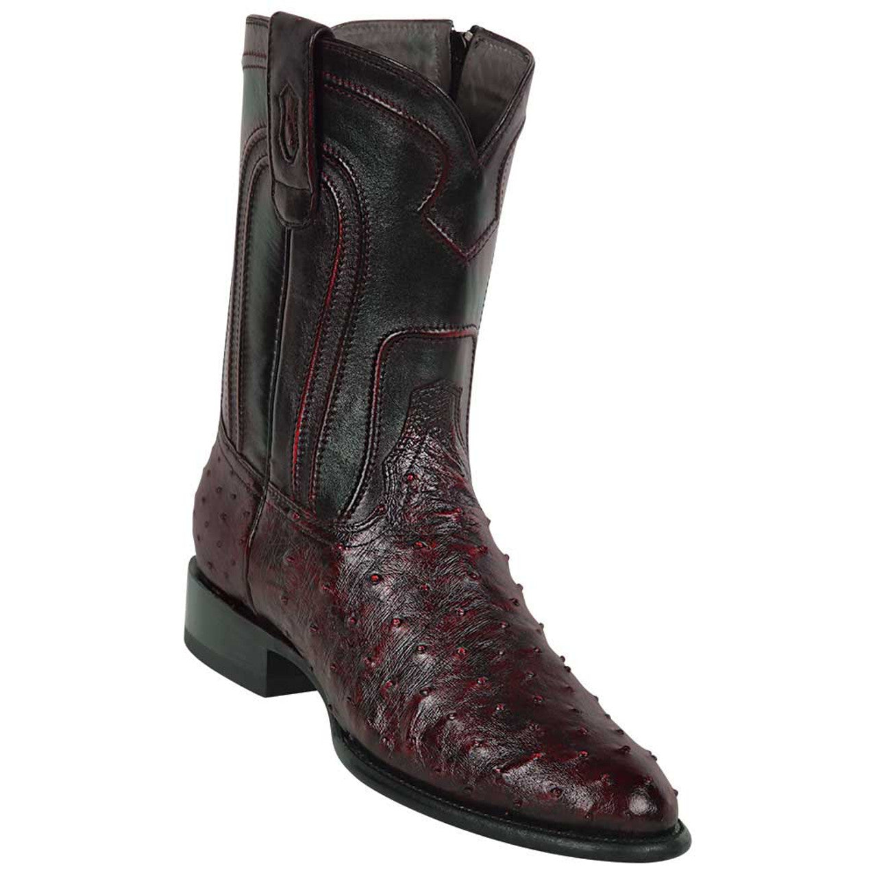 Los Altos Men’s Genuine Ostrich Brown Roper Toe Boots 1   - from alligatorwarehouse.com