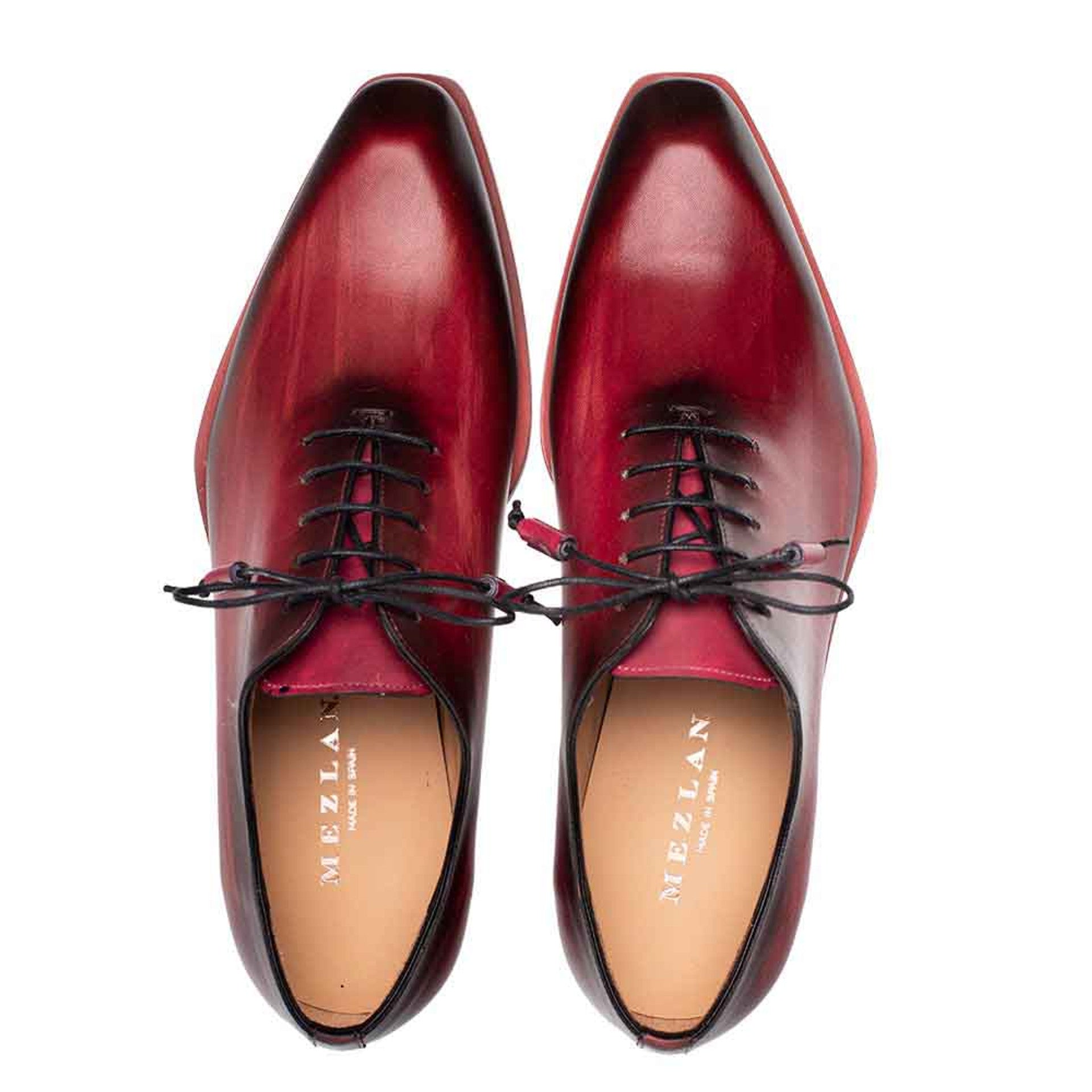 Dietro Oxford Burgundy Whole Cut Angular Patina Finish Calfskin Shoes By Mezlan Made In Spain Brand 4   - from alligatorwarehouse.com