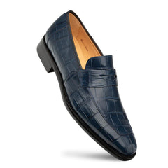 Piccolo Alligator Penny Loafer Blue By Mezlan Made In Spain Brand