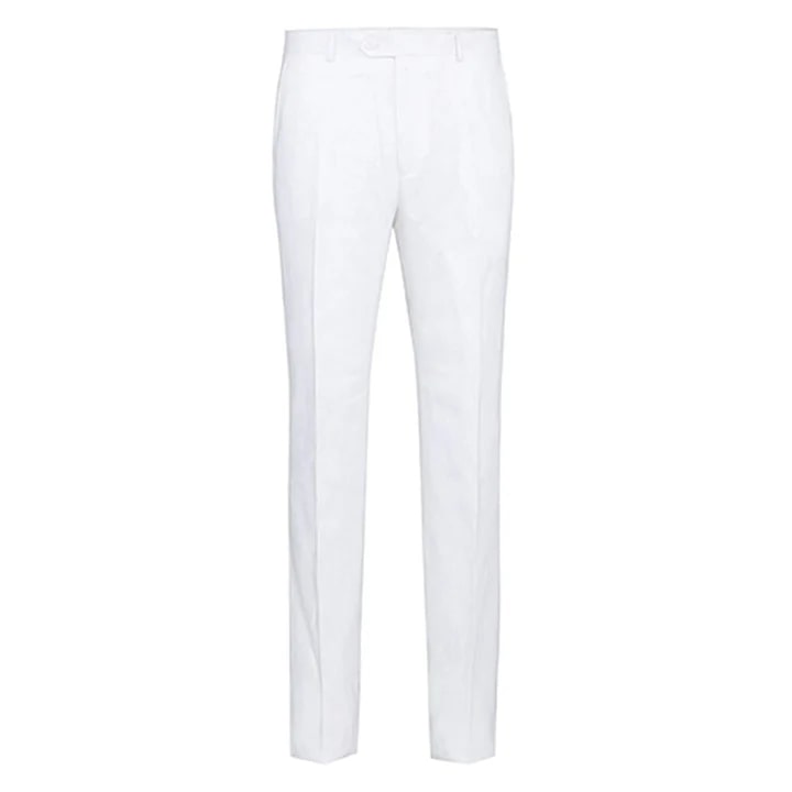 White Wedding Suit For Men - Perfect For Groom - Mens Basic Two Button Classic Fit Linen Summer Suit In White