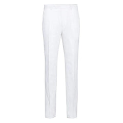 White Wedding Suit For Men - Perfect For Groom - Mens Basic Two Button Classic Fit Linen Summer Suit In White