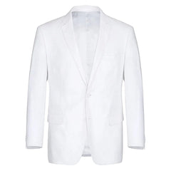 White Wedding Suit For Men - Perfect For Groom - Mens Basic Two Button Classic Fit Linen Summer Suit In White