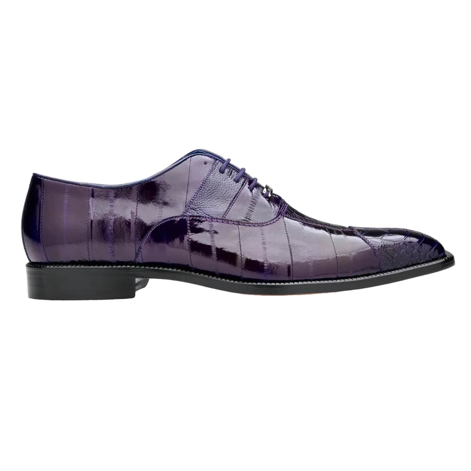 Belvedere Mare  Shoes Men's Purple Genuine Ostrich & Eel Split-toe Oxfords 1 MEN 2P7 PURPLE-M-09.5  - from alligatorwarehouse.com
