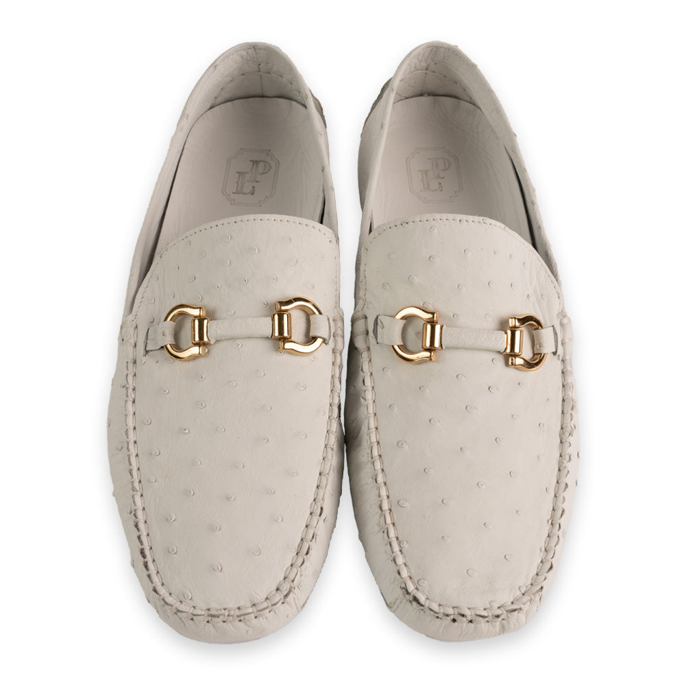 P014092 Palm Beach Genuine Ostrich Driver- White