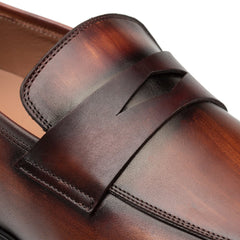 Avenue Rubber Sole Penny Loafer Cognac/Rust By Mezlan Made In Spain Brand