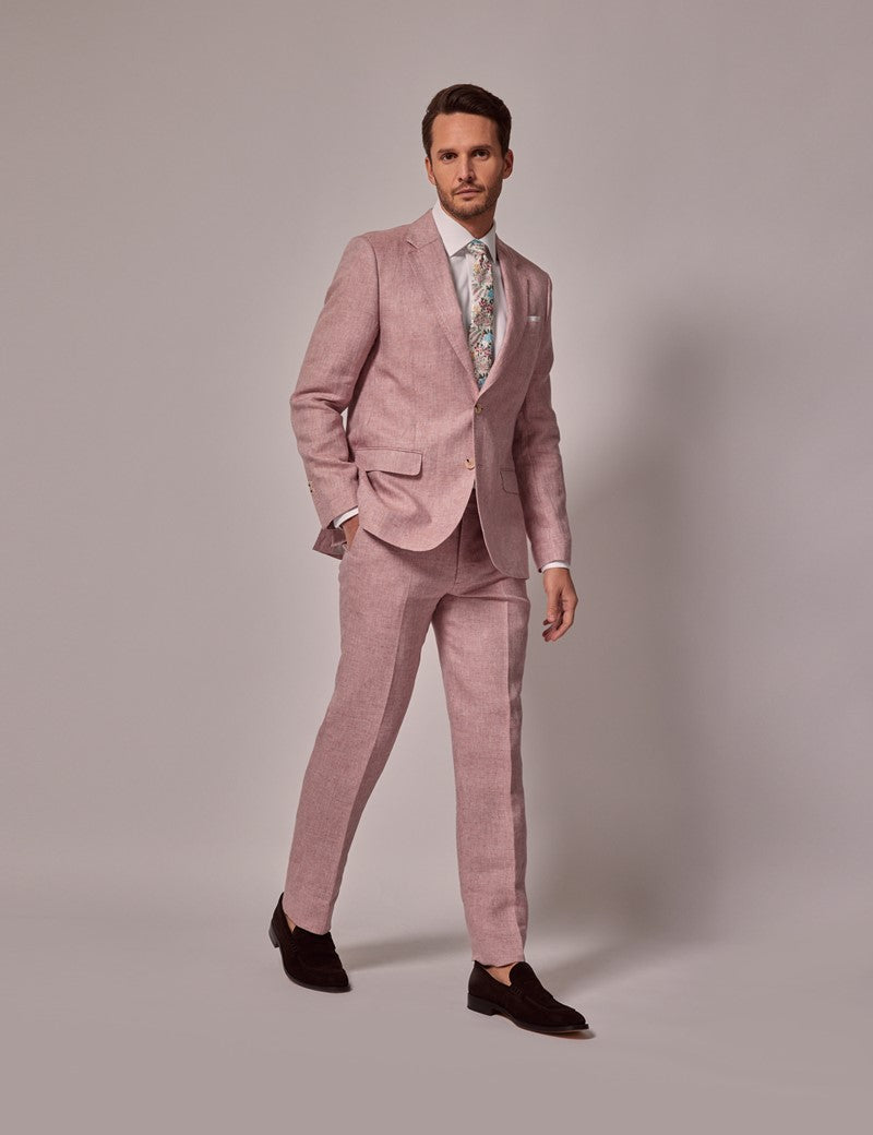 Mens Linen Suit For Beach Wedding - Summer  Suit in Pink 9 1D-7810  - from alligatorwarehouse.com