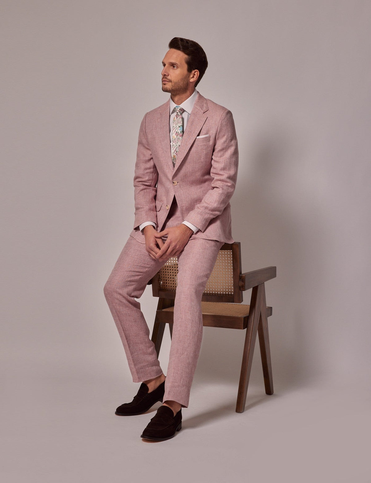 Mens Linen Suit For Beach Wedding - Summer  Suit in Pink