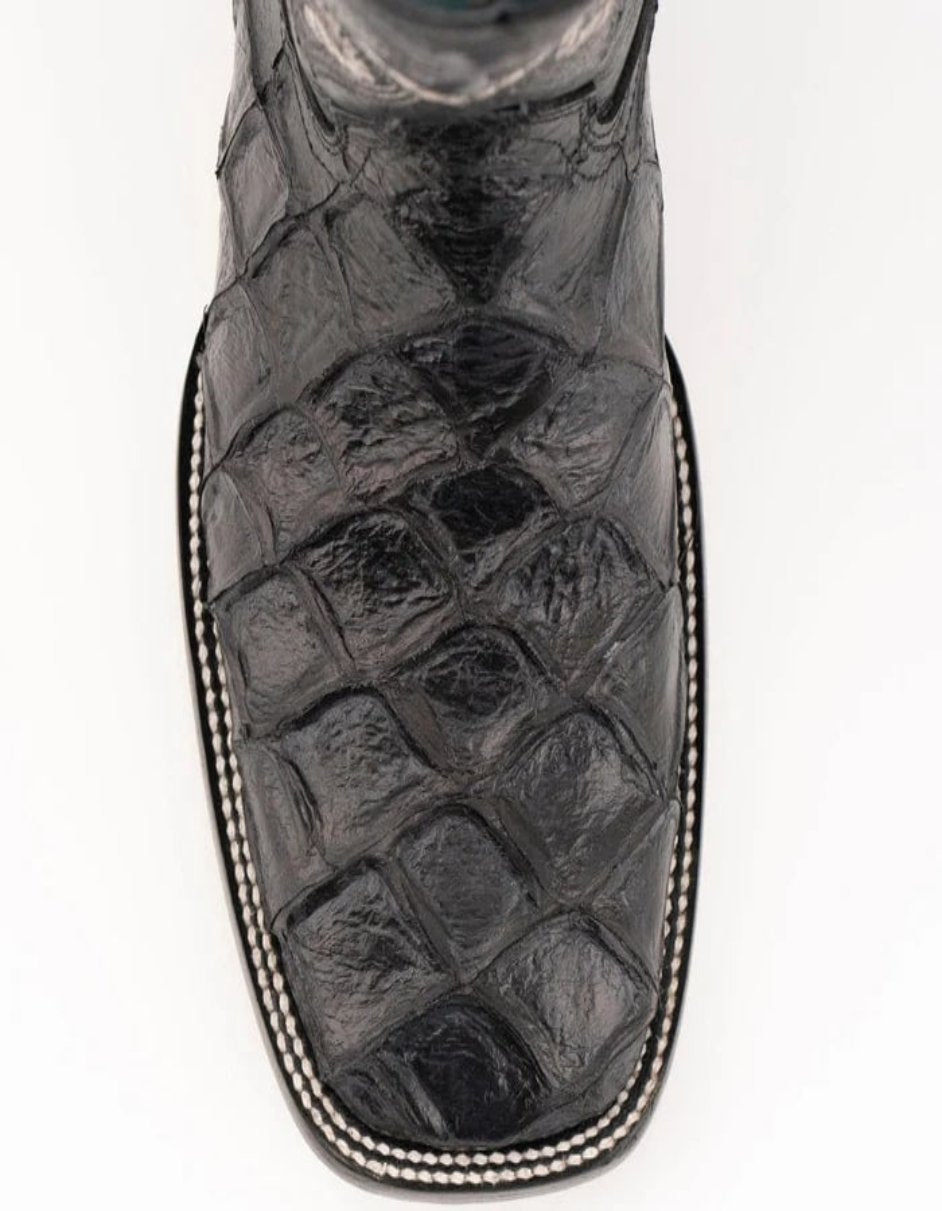 Ferrini Bronco Men's Print Pirarucu Fish Boots Handcrafted Black 6 43393-04-080-D  - from alligatorwarehouse.com