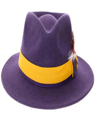 Purple and Gold Dress Hat 1920s Fedora Style - Men's Classic Two Tone Fedora Dress Hat in Purple and Gold