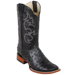 Black Ostrich Print Boots