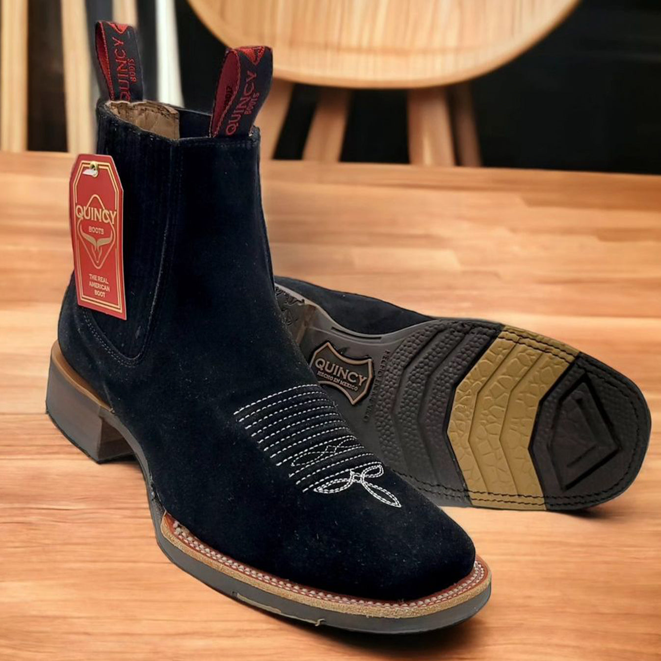 Mens Black Suede Boots by Quincy Boots