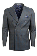 "Mens Stacy Adams Suit - Stacy Adams Suit Men's Double Breasted Charcoal Grey Windowpane Plaid Suit"