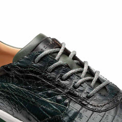Men's Quevedo  Forest/Green Genuine Crocodile Exotic Sneaker By Mezlan Made In Spain Brand