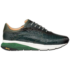 Men's Quevedo  Forest/Green Genuine Crocodile Exotic Sneaker By Mezlan Made In Spain Brand