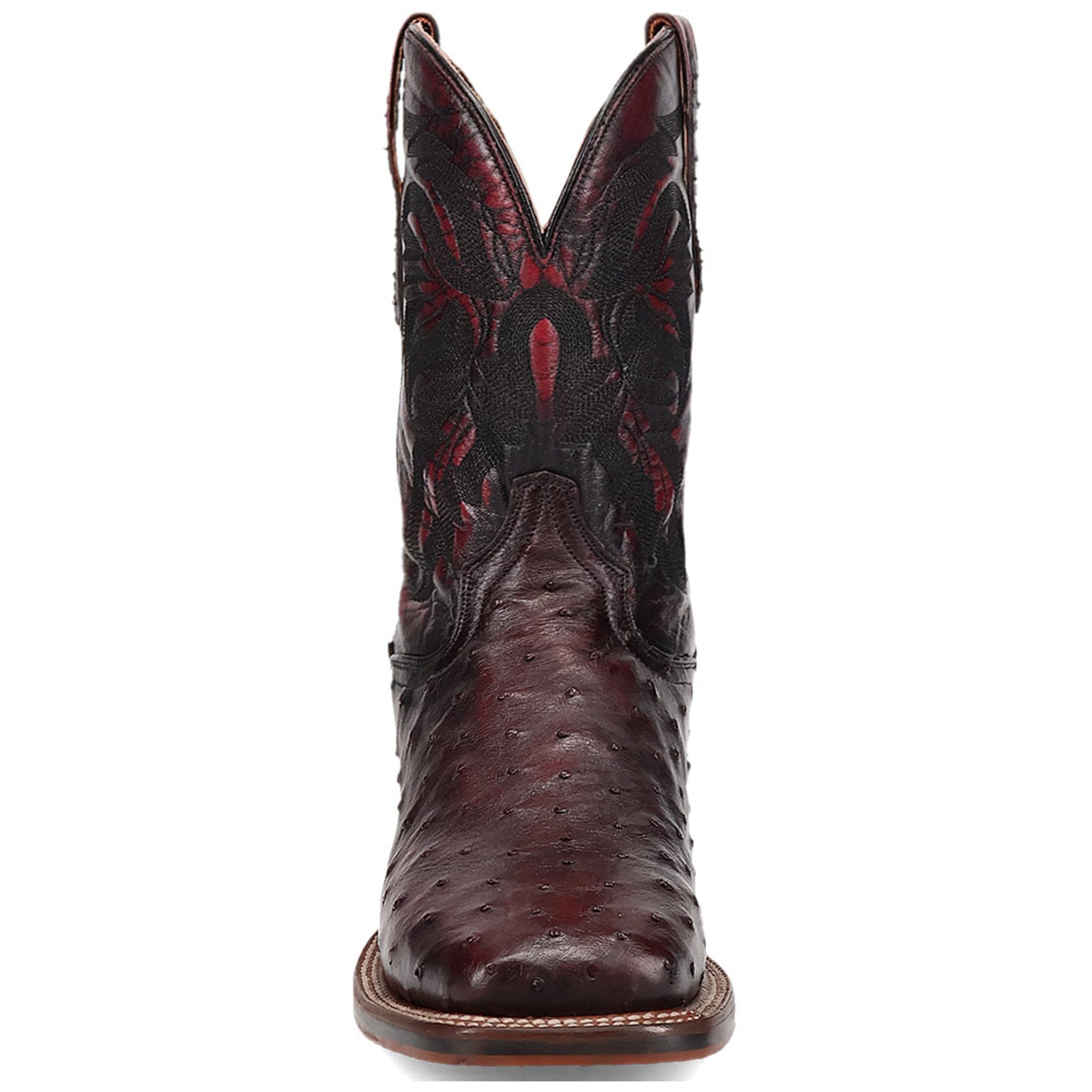 Dan Post Men’s Alamosa Black and Cherry Full Quill Ostrich Boots 2 DP5012_7_D  - from alligatorwarehouse.com