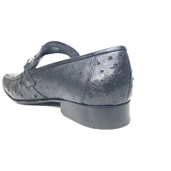 Los Altos Men's Black Ostrich Quill Buckled Dress Loafers Los Altos Men's Black Ostrich Quill Buckled Dress Loafers