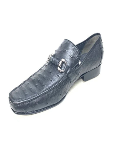 Los Altos Men's Black Ostrich Quill Buckled Dress Loafers 4   - from alligatorwarehouse.com