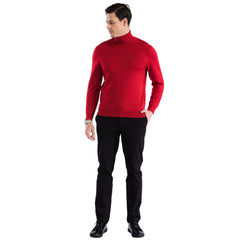 MENS RED PULLOVER TURTLENECK SWEATER