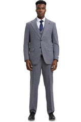 Men's Stacy Adams Modern Fit Vested Suit in Light Grey Micro Check Plaid