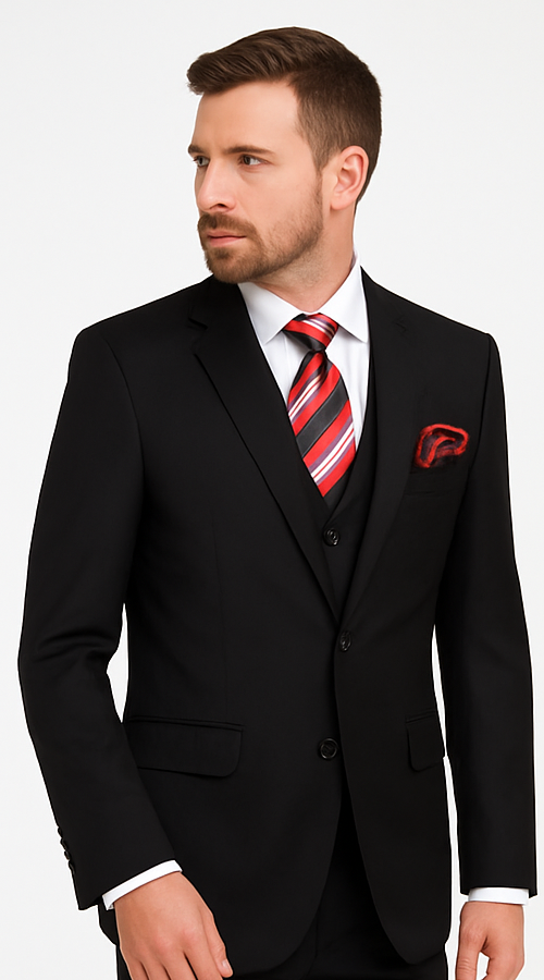 Black 3-Piece Suit for Men – Rossi Man CYRUS RM101 with Classic Styling 2 CYRUS-RM116  - from alligatorwarehouse.com